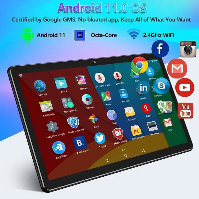 Alt view image 4 of 5 - 2024 Latest Tablet 10.1" Octa-Core Android 11 Tablet, 64GB Storage Tablets with Keyboard, Stylus Pen, Dual 13MP+5MP Camera, WiFi, Bluetooth, GPS, 512GB Expand Support, IPS Full HD Display
