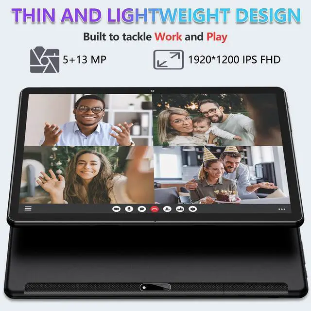 Alt view image 5 of 5 - 2024 Latest Tablet 10.1" Octa-Core Android 11 Tablet, 64GB Storage Tablets with Keyboard, Stylus Pen, Dual 13MP+5MP Camera, WiFi, Bluetooth, GPS, 512GB Expand Support, IPS Full HD Display