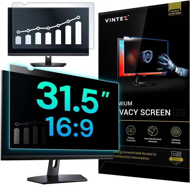Main image of VINTEZ 31.5 Inch 16:9 Privacy Screen for Computer Monitor and Laptop - Anti Glare Protector Film Blue Light Filter Eye Protection - Computer Screen Privacy Shield, [1 Pack]
