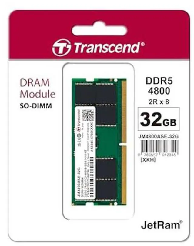 Alt view image 2 of 5 - Transcend 32GB DDR5 4800MHz SO-DIMM Laptop RAM, Compatible w/HP Lenovo Dell ASUS Acer Computer Memory, On-die ECC Notebook Module Upgrade, 2Rx8, 1.1V PC5-38400 CL40, Unbuffered 262-Pin - JM4800ASE-32G