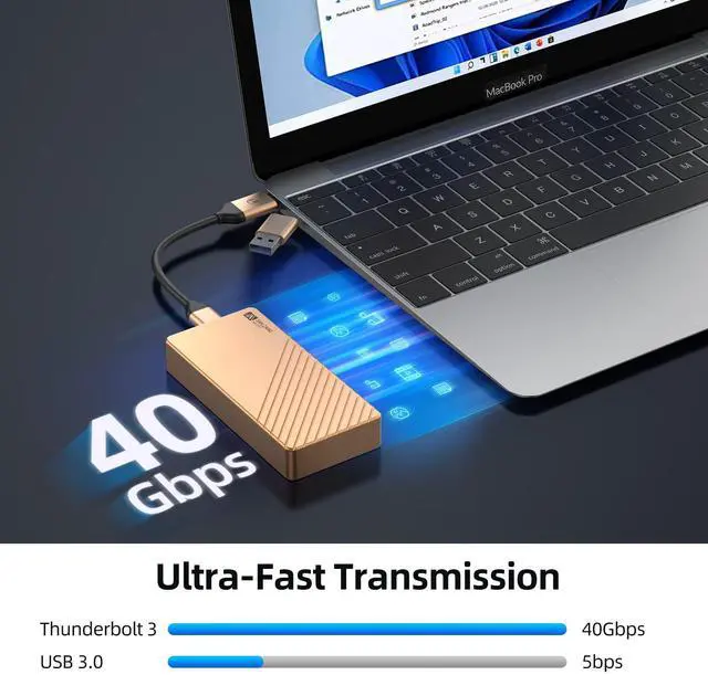 Alt view image 2 of 5 - SAN ZANG MASTER 40Gbps M.2 NVMe SSD Enclosure Adapter, Aluminum USB 4.0 Type-C to M-Key 2280 Solid State Drive External Case, Compatible with Thunderbolt 3/4 USB4.0/3.2/3.1/3.0, USB C to C/A Cable
