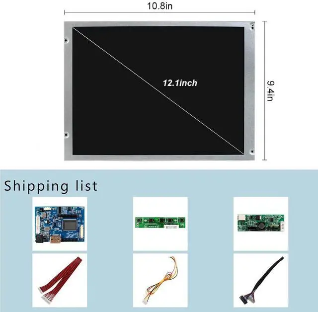 Alt view image 5 of 5 - VSDISPLAY 12.1 Inch 1024x768 IPS Panel 12.1'' 4:3 Aspect Ratio WLED LCD Screen with Audio LVDs Driver Controller Board for Industrial Machine Display