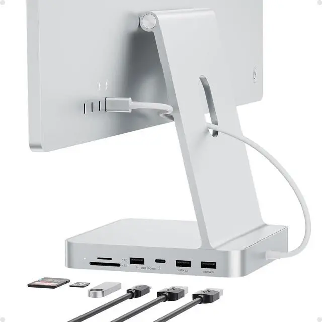 Main image of USB C HUB for iMac 24 inch 2021/2023/2024, PULWTOP USB Hub Adapter iMac Accessories for i-Mac M1/M3/M4 with USB C 10Gbps 3*USB A SD/TF, Docking Station Support Expand M.2 SSD (Not Included), Silver
