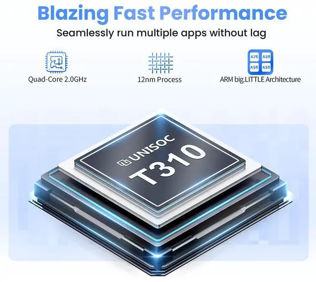 Alt view image 2 of 5 - Topsand Latest Android 13 Tablet, 10.1 Inch Tablet with 2.0 GHz Quad-Core Processor, 64GB ROM, 1TB Expandable, Dual Auto Focus Camera with Face ID Unlock, GPS, Parental Control, 2.4G & 5G WiFi Tableta