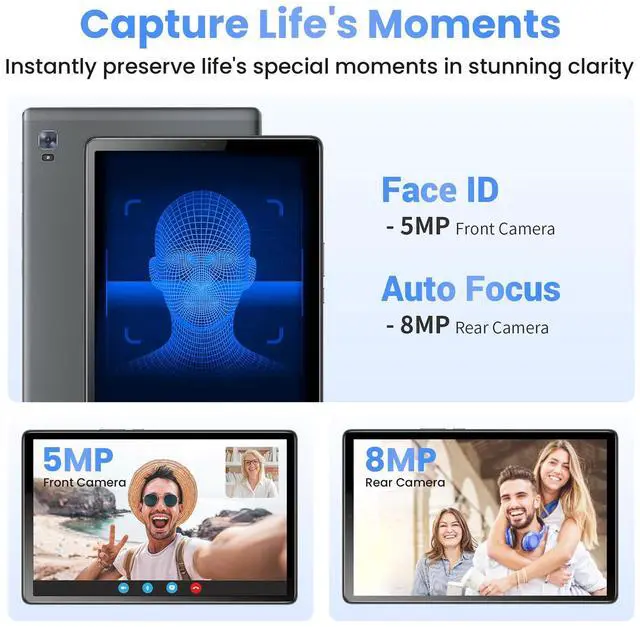 Alt view image 5 of 5 - Topsand Latest Android 13 Tablet, 10.1 Inch Tablet with 2.0 GHz Quad-Core Processor, 64GB ROM, 1TB Expandable, Dual Auto Focus Camera with Face ID Unlock, GPS, Parental Control, 2.4G & 5G WiFi Tableta