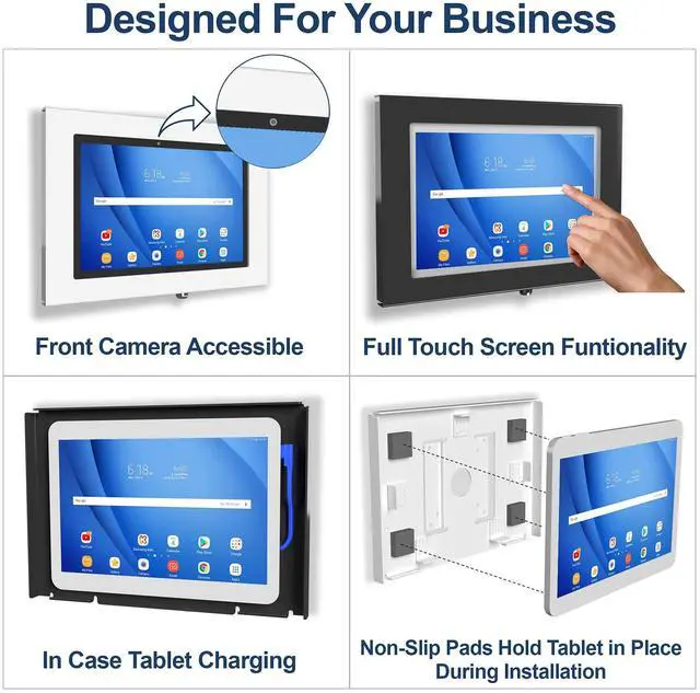 Alt view image 5 of 5 - TABcare Locking Anti-Theft Metal Case for Samsung Galaxy TAB S7 S8 S9 11" S9 FE 10.9" Tablet for Kiosk, POS, Store, Show Display, Time Clock (S7/S8/S9 11, Black)