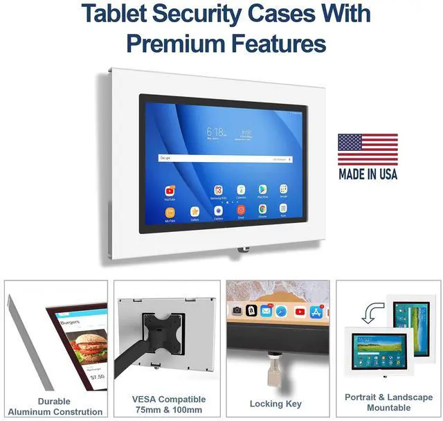 Alt view image 3 of 5 - TABcare Locking Anti-Theft Metal Case for Samsung Galaxy TAB S7 S8 S9 11" S9 FE 10.9" Tablet for Kiosk, POS, Store, Show Display, Time Clock (S7/S8/S9 11, Black)
