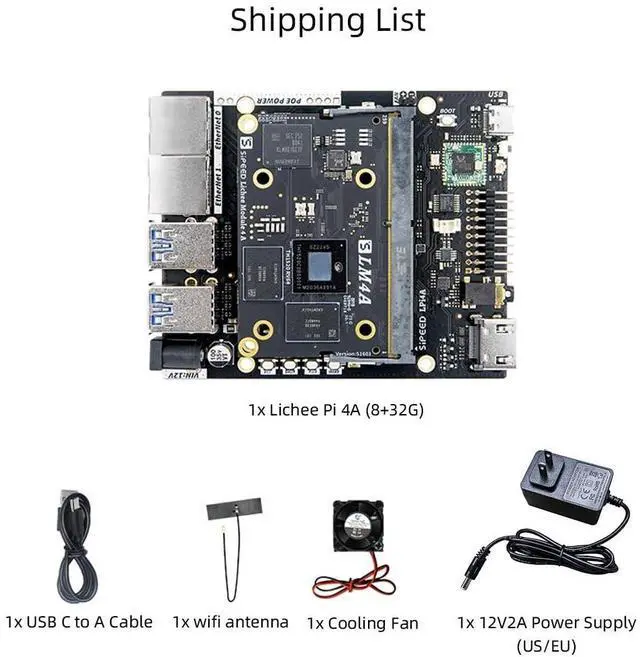 Alt view image 2 of 5 - youyeetoo Licheepi 4A RISC-V Single Board Computer - RISC-V Laptop CPU TH1520 @ 2.0 GHz - 4 TOPS @ INT8 (1GHz)- 8GB/16GB RAM- 32GB/128GB eMMC (Pi 4A 8+32GB)