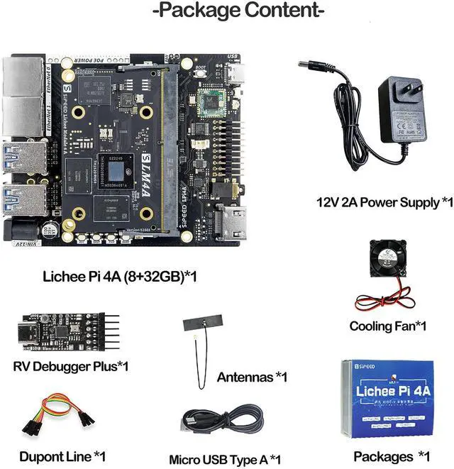 Alt view image 2 of 5 - LicheePi 4A 64bit LPDDR4X 8GB RISC-V Single Board Computer, Linux IoT Development Board, TH1520 C910x4 2.0GHz CPU 4TOPS NPU, Dual Gigabit Ethernet Port for Mini PC Desktop, Support Android Debian