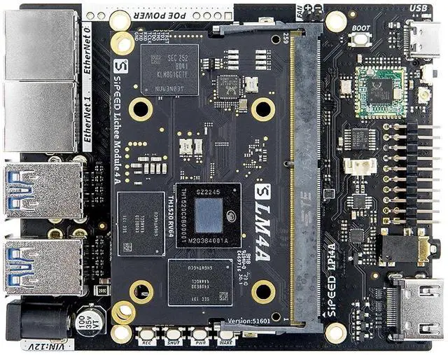 Alt view image 3 of 5 - LicheePi 4A 64bit LPDDR4X 8GB RISC-V Single Board Computer, Linux IoT Development Board, TH1520 C910x4 2.0GHz CPU 4TOPS NPU, Dual Gigabit Ethernet Port for Mini PC Desktop, Support Android Debian