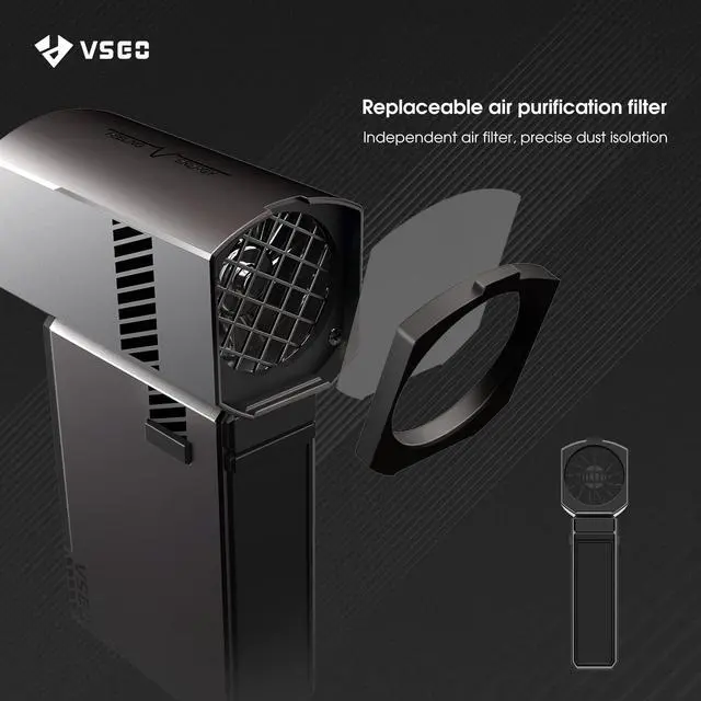 Alt view image 5 of 5 - Electric Compressed Air Duster with Mouthpiece/Soft Bristle Brush/LED Lights 3 Speed for Camera Lens Cleaning,PC Computer Keyboard Cleaning,Camping,Outdoors,Car Industrial Style VSGO
