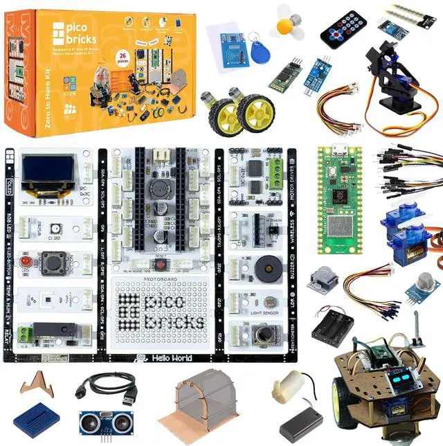 Alt view image 2 of 5 - PicoBricks Raspberry Pi Pico W Starter Kit - 26 Pieces DIY Project Kit with 3 Learning Book and 25 Project Videos