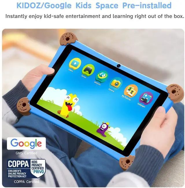 Alt view image 4 of 5 - Topsand Latest Kids Tablet, 8 Inch Android 13 Tablet for Kids 3-12, KIDOZ Preinstalled, Parental Control, Fast Quad-Core, 2+4GB RAM, 4700mAh Battery, 1TB Expandable, WiFi 6, Adjustable Strap Included