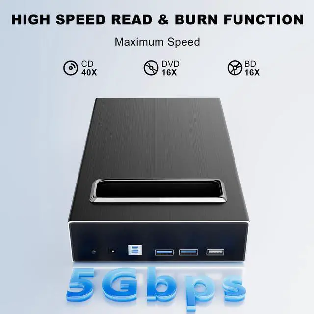 Alt view image 3 of 5 - MthsTec 4 in 1 External Bluray Drive, 16X USB 3.0 and Type-C Powerful Desktop External Bluray Drive Burner DVD Burner Optical Drive Charger HDD Enclosure USB HUB for Mac/PC
