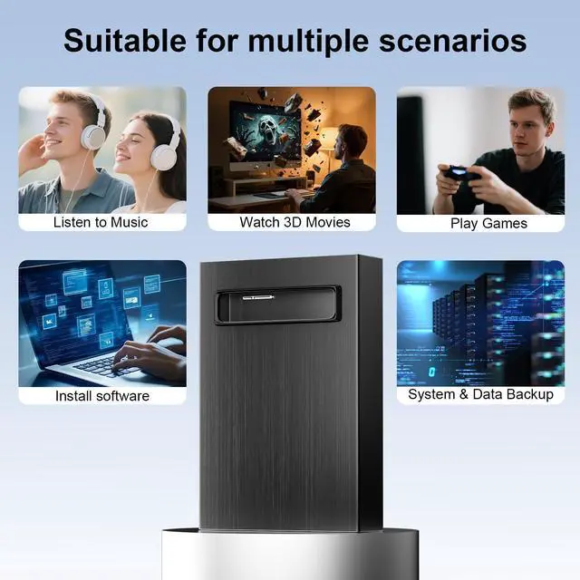 Alt view image 4 of 5 - MthsTec 4 in 1 External Bluray Drive, 16X USB 3.0 and Type-C Powerful Desktop External Bluray Drive Burner DVD Burner Optical Drive Charger HDD Enclosure USB HUB for Mac/PC