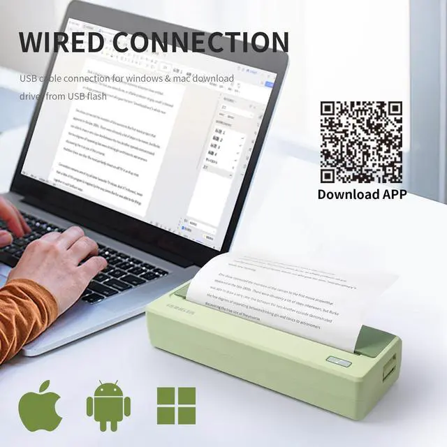 Alt view image 5 of 5 - Rongta Portable Printer Wireless for Travel, 300DPI Thermal Inkless Bluetooth Mobile Printer, Support 8.5" X 11" US Letter, Compatible with Android iOS Phone & Laptops (Green)