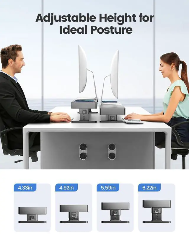 Alt view image 4 of 5 - meatanty Monitor Stand Heights Adjustable, Computer Riser with Auto Phone Charger, 4 USB Ports Hub and Drawer Storage, Metal Desktop Organizer Lifter Shelf for PC Screen Studio Display Office Gaming