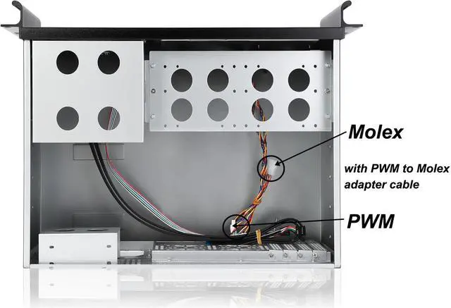 Alt view image 4 of 5 - RackChoice 4U Ultra Compact Mini-ITX/M-ATX Server Chassis 2x5.25+2x3.5+2x2.5 Bays Support Standard PS2 ATX PSU