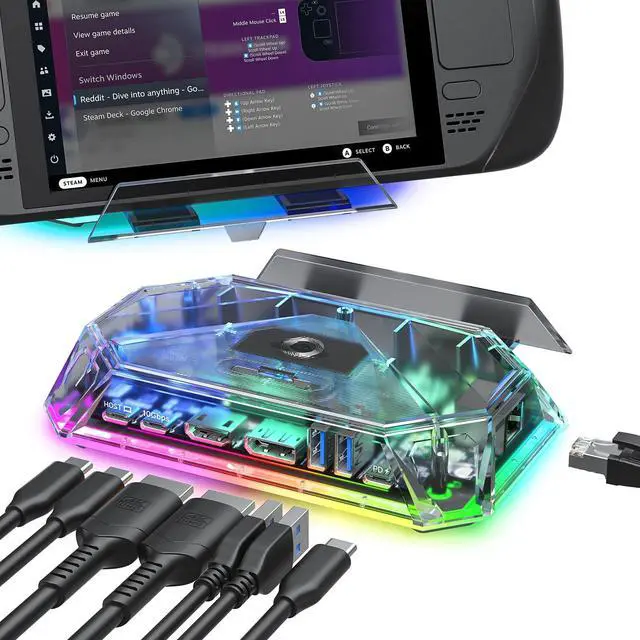 Main image of JSAUX RGB Docking Station for Steam Deck (OLED)/ROG Ally/Legion Go, 12-in-1 Handheld Dock with 4K@120Hz HDMI & DisplayPort Gigabit Ethernet USB C 3.2 USB A 3.2/2.0, SD/TF Slots 3.5mm Jack-HB1201S
