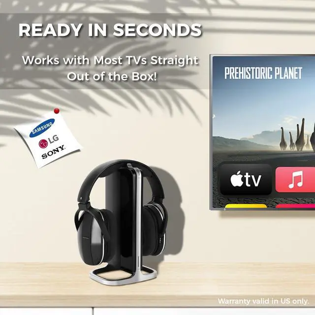 Alt view image 4 of 5 - Daysnew Wireless Headphones for TV Watching with Charging Dock & RF Transmitter, Senior-Friendly Over Ear TV Headset, Compatible with All Televisions