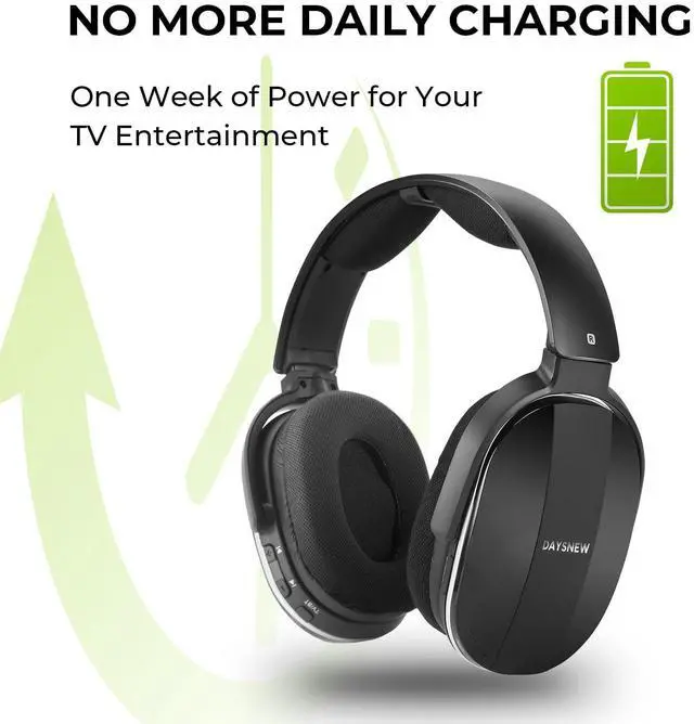 Alt view image 5 of 5 - Daysnew Wireless Headphones for TV Watching with Charging Dock & RF Transmitter, Senior-Friendly Over Ear TV Headset, Compatible with All Televisions