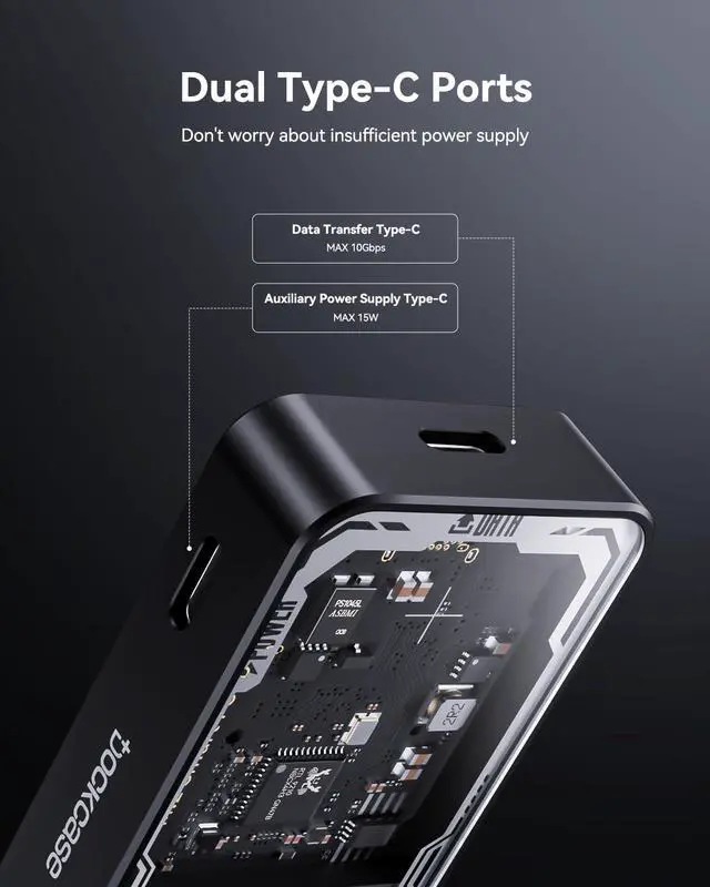 Alt view image 4 of 5 - DOCKCASE Explorer Edition M.2 NVMe SSD Enclosure,Support 10s PLP Prevents Write Data Loss,USB 3.2 Gen 2 Type-C (10 Gbps), fits NVMe PCIe,Size 2230/2242/2260/2280,Support M-Key B+M Key UASP...