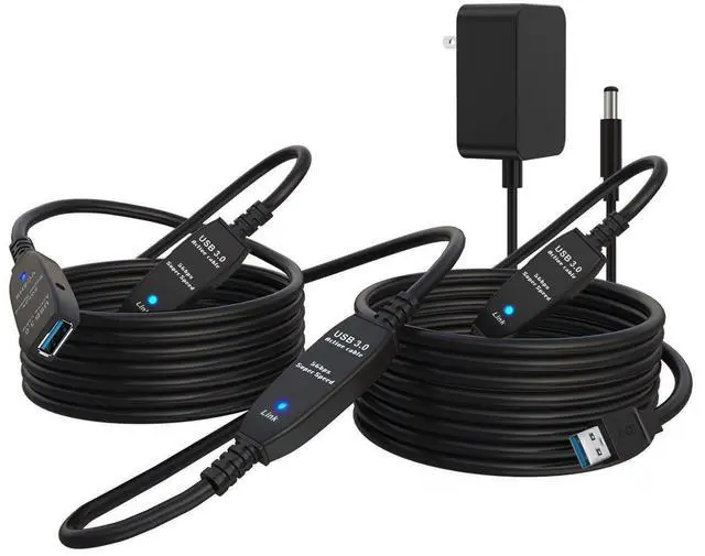 Main image of VCZHS USB 3.0 Extension Cable 100 FT, Active USB Extension Cable Male to Female with 4 Extension chipsets Signal Booster - Extra Long USB Extension Cable (5V/2A Power Adapter Included)