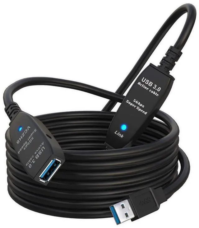 Alt view image 2 of 5 - VCZHS USB 3.0 Extension Cable 100 FT, Active USB Extension Cable Male to Female with 4 Extension chipsets Signal Booster - Extra Long USB Extension Cable (5V/2A Power Adapter Included)