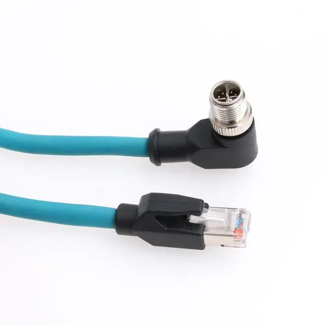 Alt view image 2 of 5 - Eonvic Ethernet Shielded Cable M12 X-Type 8 Position to RJ45 Cat 7e Waterproof Industrial Network High Flex Cable for Cognex (15M, Right Angle X-Code Blue)