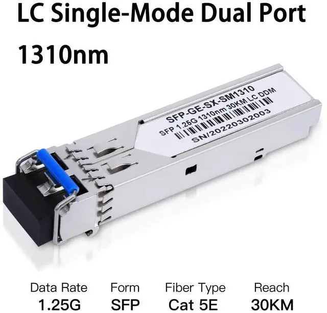 Alt view image 3 of 5 - 10 Pack 1.25G SFP LC Module 1000Base-LX (SMF,1310nm,20km,DDM) Single-Mode Transceiver for Cisco GLC-LH-SMD,Ubiquiti UniFi,Meraki MA-SFP-1GB-LX10,Fortinet,Mikrotik,TP-Link,Netgear,TL-SM311LS,D-Link