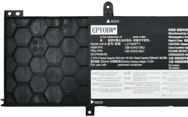 Alt view image 2 of 5 - EPYOBW L21M3P71 Laptop Battery 39.3Wh Compatible with Lenovo ThinkPad T14 Gen 3 Gen 4 / ThinkPad P14s Gen 3 Gen 4 Series L21L3P71 L21C3P71 L21L4P71 L21M4P71 L21C4P71 L21D4P71 L21M4P72