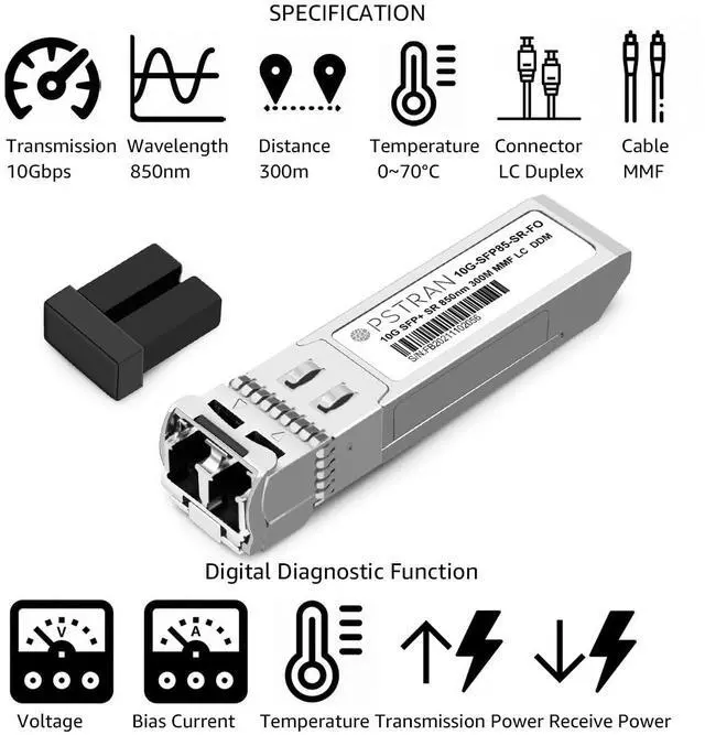Alt view image 2 of 5 - OPSTRAN 10GBASE-SR SFP+ Optical Transceiver Module Compatible with Fortinet FN-TRAN-SFP+SR FS-TRAN-SFP+SR FG-TRAN-SFP+SR 850nm 300m DDM Duplex LC MMF 4 Pack