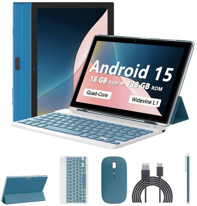 Android 15 Tablet 10 Inch, 18GB RAM+128GB ROM/2TB Expandable
