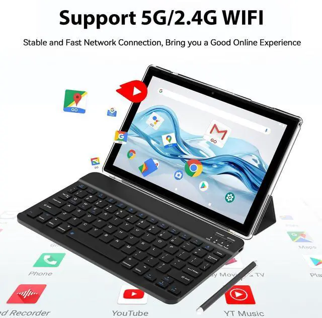 Alt view image 4 of 5 - Android 15 Tablet 10 Inch, 18GB RAM+128GB ROM/2TB Expandable, 2 in 1 Tablets with Keyboard Case Mouse Stylus, 2.0GHz Quad-core Processor, 1280*800 IPS HD Screen, 5G WiFi 6 BT 5.0, 8MP Camera Tablet PC