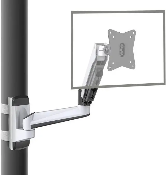 Main image of CondoMounts CLMMMAW2022 Height Adjustable Full Motion TV Pillar Mount & Vesa Monitor Mount| Ratchet Strap Warehouse Mount | Gas Spring Pole Mounting Brackets |18lbs | 32 inch TV & Monitor | White