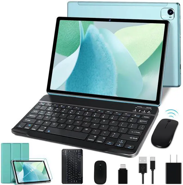 Main image of Tablet 10 inch Android 13 Octa-Core 2.0 GHz, 2 in 1 tablet 14GB RAM 128GB ROM TF 1TB, 5+8MP Camera, 8000mAh Battery, 5G WiFi, Bluetooth 5.0, HD IPS Screen Tablet with Keyboard and Mouse, Green