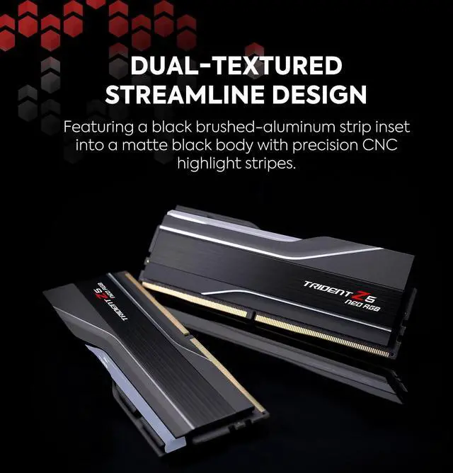 Alt view image 4 of 5 - G.SKILL Trident Z5 Neo RGB Series (AMD Expo) DDR5 RAM 48GB (2x24GB) 6400MT/s CL32-39-39-102 1.35V Desktop Computer Memory UDIMM - Matte Black (F5-6400J3239F24GX2-TZ5NR)