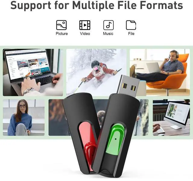 Alt view image 4 of 5 - Aiibe 128GB Flash Drive 10 Pack - USB 2.0 Memory Stick (Red, Green, Cyan, Yellow, Purple)