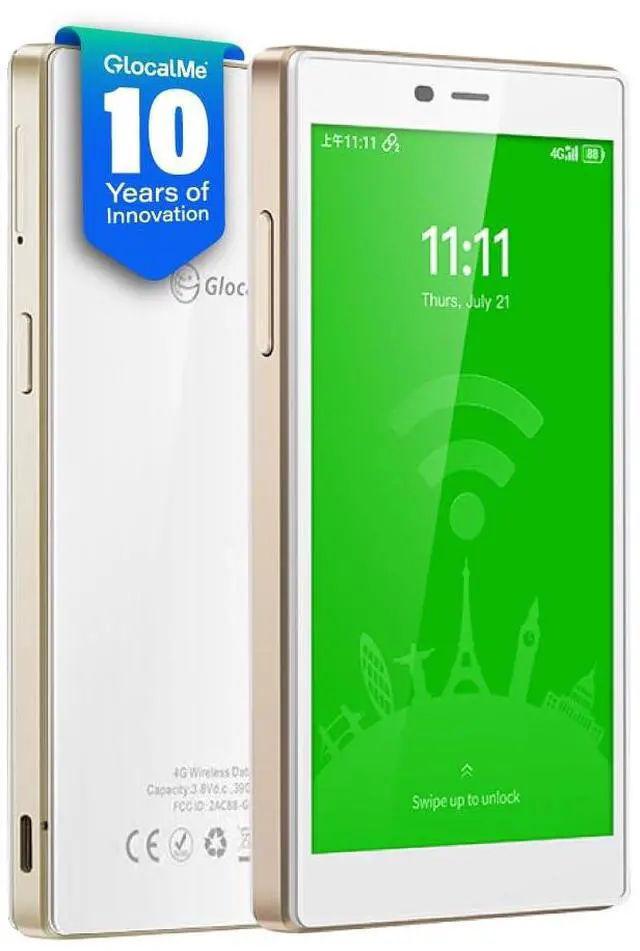 Main image of GlocalMe G4 Pro 4G LTE Mobile Hotspot Device, Portable WiFi Hotspot for Travel with Global 1GB Data, High Speed WiFi Device with 5" Touch Screen, SIMFREE, Pocket WiFi Router (G4 Pro White)