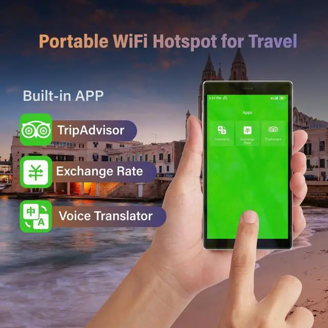 Alt view image 2 of 5 - GlocalMe G4 Pro 4G LTE Mobile Hotspot Device, Portable WiFi Hotspot for Travel with Global 1GB Data, High Speed WiFi Device with 5" Touch Screen, SIMFREE, Pocket WiFi Router (G4 Pro White)