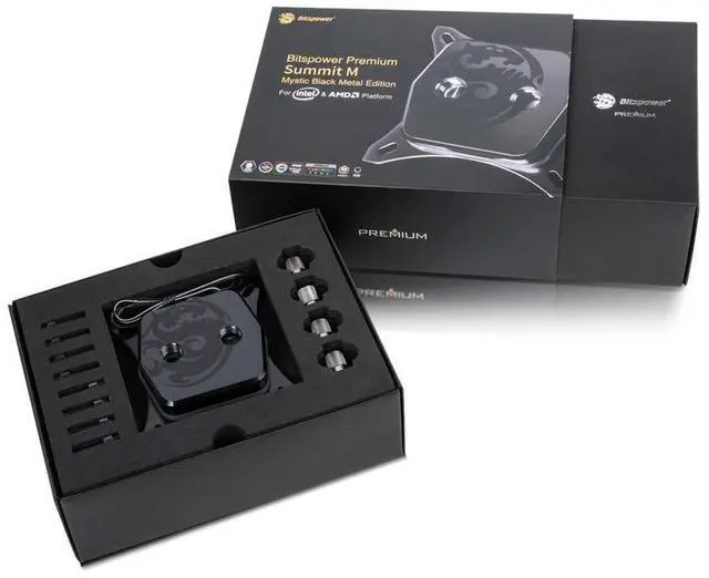 Alt view image 3 of 4 - Bitspower Premium Summit M CPU Water Block, Mystic Black Metal Edition