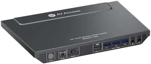 Main image of AV Access KVM Switch 2 Monitors 2 Computers, 4 USB, EDID, Fast Hotkey Switch, 4K@60Hz HDMI Dual Monitor Display 1 or 2 PCs Simultaneously,2 Desktops for Dell Lenovo HP Share One Set of Keyboard Mouse