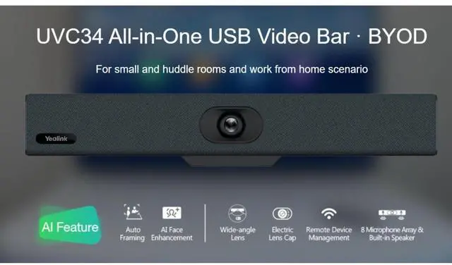 Alt view image 4 of 4 - Yealink UVC34 All-in-One USB Video Bar