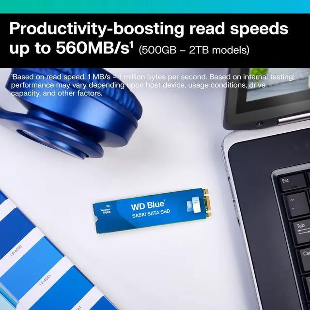 Alt view image 2 of 5 - Western Digital 2TB WD Blue SA510 SATA Internal Solid State Drive SSD - SATA III 6 Gb/s, M.2 2280, Up to 560 MB/s - WDS200T3B0B