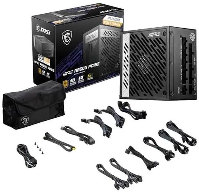 Alt view image 3 of 5 - MSI MPG A850G PCIE 5.1 & ATX 3.1 Gaming Power Supply - Full Modular - 80 Plus Gold Certified 850W - 100% Japanese 105degC Capacitors - Compact Size - ATX PSU - 10 Year Warranty