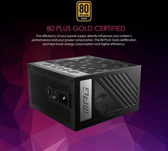 Alt view image 5 of 5 - MSI MPG A850G PCIE 5.1 & ATX 3.1 Gaming Power Supply - Full Modular - 80 Plus Gold Certified 850W - 100% Japanese 105degC Capacitors - Compact Size - ATX PSU - 10 Year Warranty