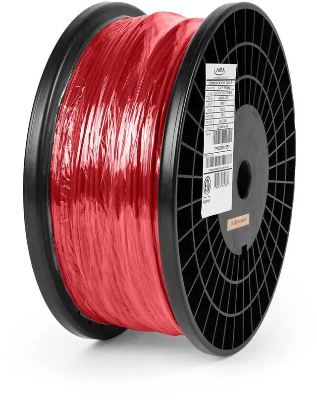 Main image of Elite Cat6 Stranded 28AWG (cm Rated) - Ultra Slim Ethernet, 1000ft, Unshielded Twisted Pair (UTP), Pure Stranded Copper, UL Listed, Ultra Flexible, Reel, Red | Create Custom Patch Cables