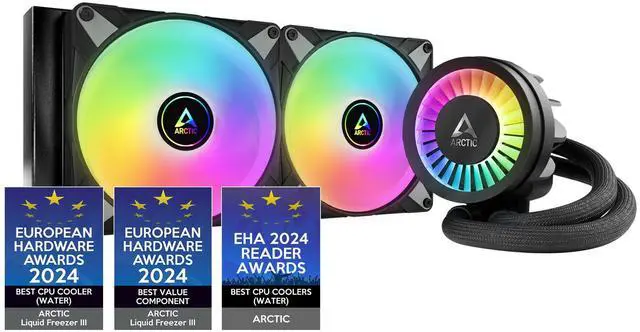 Main image of ARCTIC Liquid Freezer III 280 A-RGB - CPU AIO Water Cooler, Water Cooling PC, Intel & AMD, Efficient PWM-Controlled Pump, Fan: 200-1900 RPM, LGA1851 and LGA1700 Contact Frame - Black