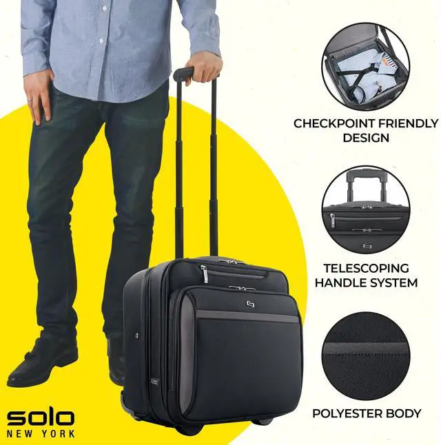 Alt view image 2 of 5 - Solo New York Rolling Case with Wheels - Roller Laptop Bag, Wheeled Briefcase for Women & Men, Carry On Size for Travel, Fits 16" Computer - West Side, Black