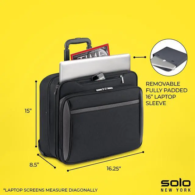 Alt view image 3 of 5 - Solo New York Rolling Case with Wheels - Roller Laptop Bag, Wheeled Briefcase for Women & Men, Carry On Size for Travel, Fits 16" Computer - West Side, Black